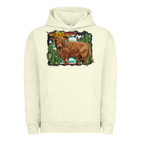 Pigment Pistachio western cactus highland cow Urban Hoodie - BarkalooDesign