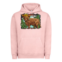 Pigment Salmon western cactus highland cow Urban Hoodie - BarkalooDesign