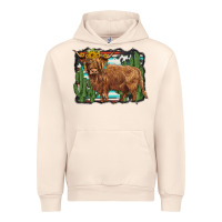 Sandshell western cactus highland cow Urban Hoodie - BarkalooDesign
