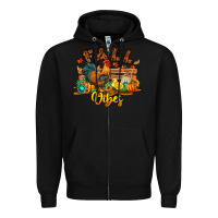 Black Fall Vibes Zipper Hoodie - CowhideDigitalArt