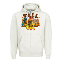 Oatmeal Heather Fall Vibes Zipper Hoodie - CowhideDigitalArt