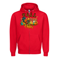 Red Fall Vibes Zipper Hoodie - CowhideDigitalArt