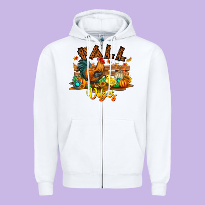 Fall Vibes Zipper Hoodie Designed By Cowhidedigitalart