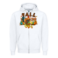 White Fall Vibes Zipper Hoodie - CowhideDigitalArt