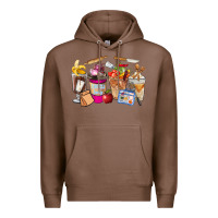 Chestnut Lunch Lady Coffee Cups Premium Hoodie - FaDigitalArtStudio