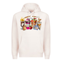 Pale Pink Lunch Lady Coffee Cups Premium Hoodie - FaDigitalArtStudio