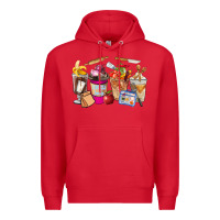 Red Lunch Lady Coffee Cups Premium Hoodie - FaDigitalArtStudio