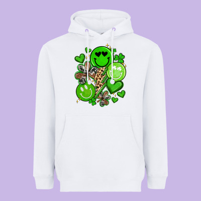 St Patrick's Day Green Smile Heavyweight Hoodie Designed By Artiststas