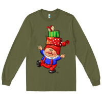 Army Green cute christmas gnome Long Sleeve Tee - CowGirlArtShop