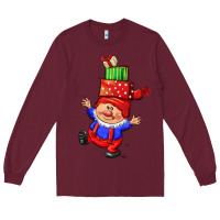 Burgundy cute christmas gnome Long Sleeve Tee - CowGirlArtShop