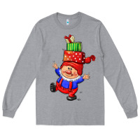 Heather Grey cute christmas gnome Long Sleeve Tee - CowGirlArtShop