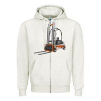 Oatmeal Heather Forklift Zipper Hoodie - LillyAllenDesigns