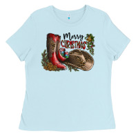 Baby Blue Merry Christmas Ladies Tee - SublimationCraftShop