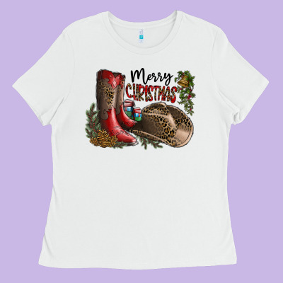 Merry Christmas Ladies Tee Designed By Sublimationcraftshop
