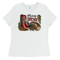 White Merry Christmas Ladies Tee - SublimationCraftShop