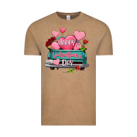 Vintage Coffee Happy Valentine's day turquoise truck Vintage Tee - HowdyJamesFarm