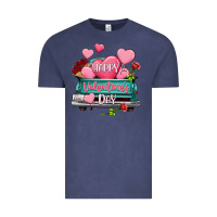 Vintage Denim Happy Valentine's day turquoise truck Vintage Tee - HowdyJamesFarm