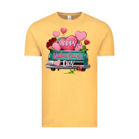 Vintage Mustard Happy Valentine's day turquoise truck Vintage Tee - HowdyJamesFarm