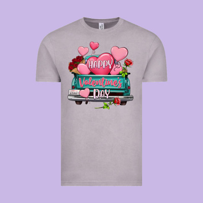 Happy Valentine's Day Turquoise Truck Vintage Tee Designed By Howdyjamesfarm