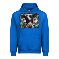 Cobalt western background turquoises gemstones black and white baby cow Urban Hoodie - BarkalooDesign