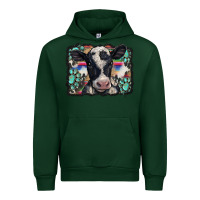 Forest Green western background turquoises gemstones black and white baby cow Urban Hoodie - BarkalooDesign