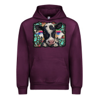 Mauve Wine western background turquoises gemstones black and white baby cow Urban Hoodie - BarkalooDesign