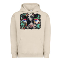 Pigment French Oak western background turquoises gemstones black and white baby cow Urban Hoodie - BarkalooDesign