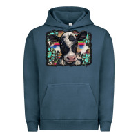Pigment Midnight Navy western background turquoises gemstones black and white baby cow Urban Hoodie - BarkalooDesign