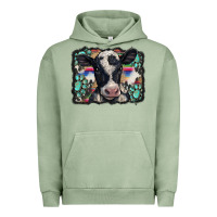 Pigment Oil Green western background turquoises gemstones black and white baby cow Urban Hoodie - BarkalooDesign