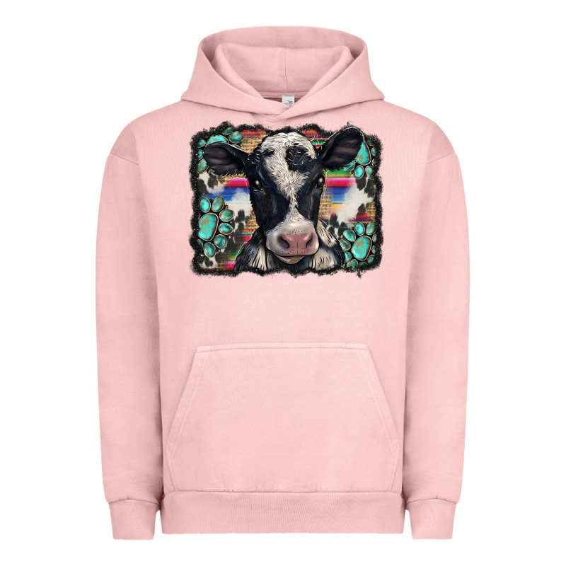 Western Background Turquoises Gemstones Black And White Baby Cow Urban Hoodie by BarkalooDesign | Teevron