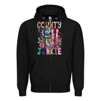 Black country music junkie Zipper Hoodie - CowhideDigitalArt