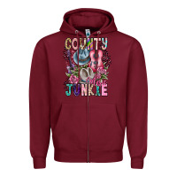 Burgundy country music junkie Zipper Hoodie - CowhideDigitalArt