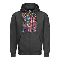 Charcoal Heather country music junkie Zipper Hoodie - CowhideDigitalArt