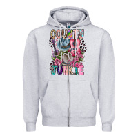 Heather Grey country music junkie Zipper Hoodie - CowhideDigitalArt