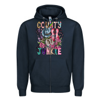 Navy country music junkie Zipper Hoodie - CowhideDigitalArt