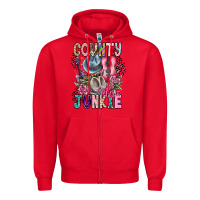Red country music junkie Zipper Hoodie - CowhideDigitalArt