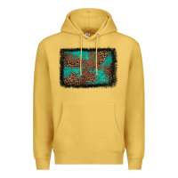 Antique Gold western leopard turquoise glitter tooled leather Premium Hoodie - FaDigitalArtStudio