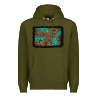Army Green western leopard turquoise glitter tooled leather Premium Hoodie - FaDigitalArtStudio
