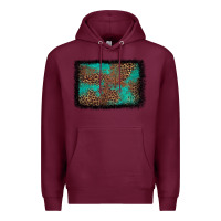 Burgundy western leopard turquoise glitter tooled leather Premium Hoodie - FaDigitalArtStudio