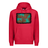 Cardinal western leopard turquoise glitter tooled leather Premium Hoodie - FaDigitalArtStudio