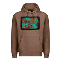 Chestnut western leopard turquoise glitter tooled leather Premium Hoodie - FaDigitalArtStudio