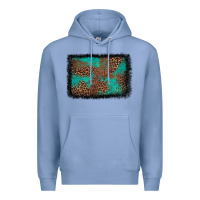 Colony Blue western leopard turquoise glitter tooled leather Premium Hoodie - FaDigitalArtStudio
