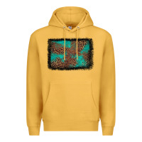 Mustard western leopard turquoise glitter tooled leather Premium Hoodie - FaDigitalArtStudio