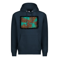 Navy western leopard turquoise glitter tooled leather Premium Hoodie - FaDigitalArtStudio