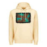 Pina Colada western leopard turquoise glitter tooled leather Premium Hoodie - FaDigitalArtStudio