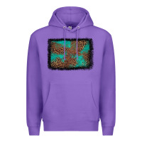 Purple western leopard turquoise glitter tooled leather Premium Hoodie - FaDigitalArtStudio