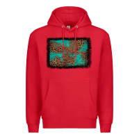 Red western leopard turquoise glitter tooled leather Premium Hoodie - FaDigitalArtStudio