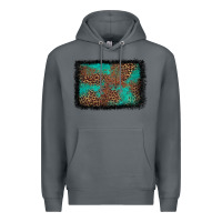 Rock western leopard turquoise glitter tooled leather Premium Hoodie - FaDigitalArtStudio