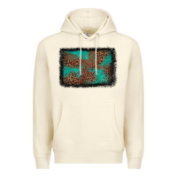 Sandshell western leopard turquoise glitter tooled leather Premium Hoodie - FaDigitalArtStudio