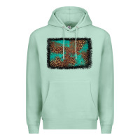 Seafoam western leopard turquoise glitter tooled leather Premium Hoodie - FaDigitalArtStudio